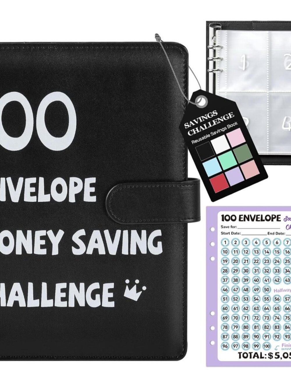 100 Envelopes Money Saving Challenge Binder, A5 Savings Challenges Book